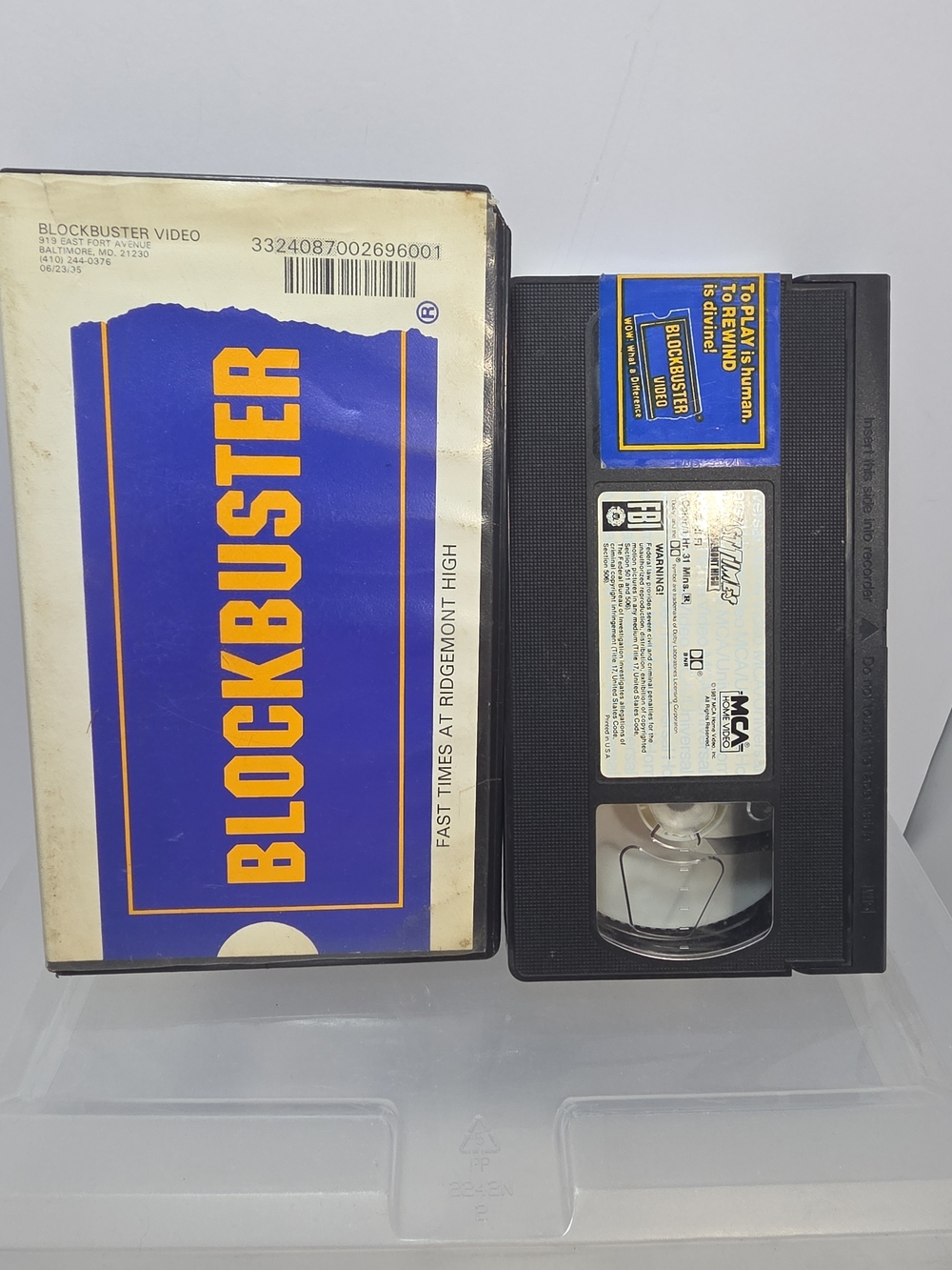 Fastimes At Ridgemont High (Blockbuster Rental Case) VHS Tape **Works** (AB)